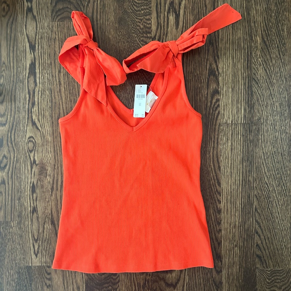 Anthropologie Orange Tank Top with Bow Straps